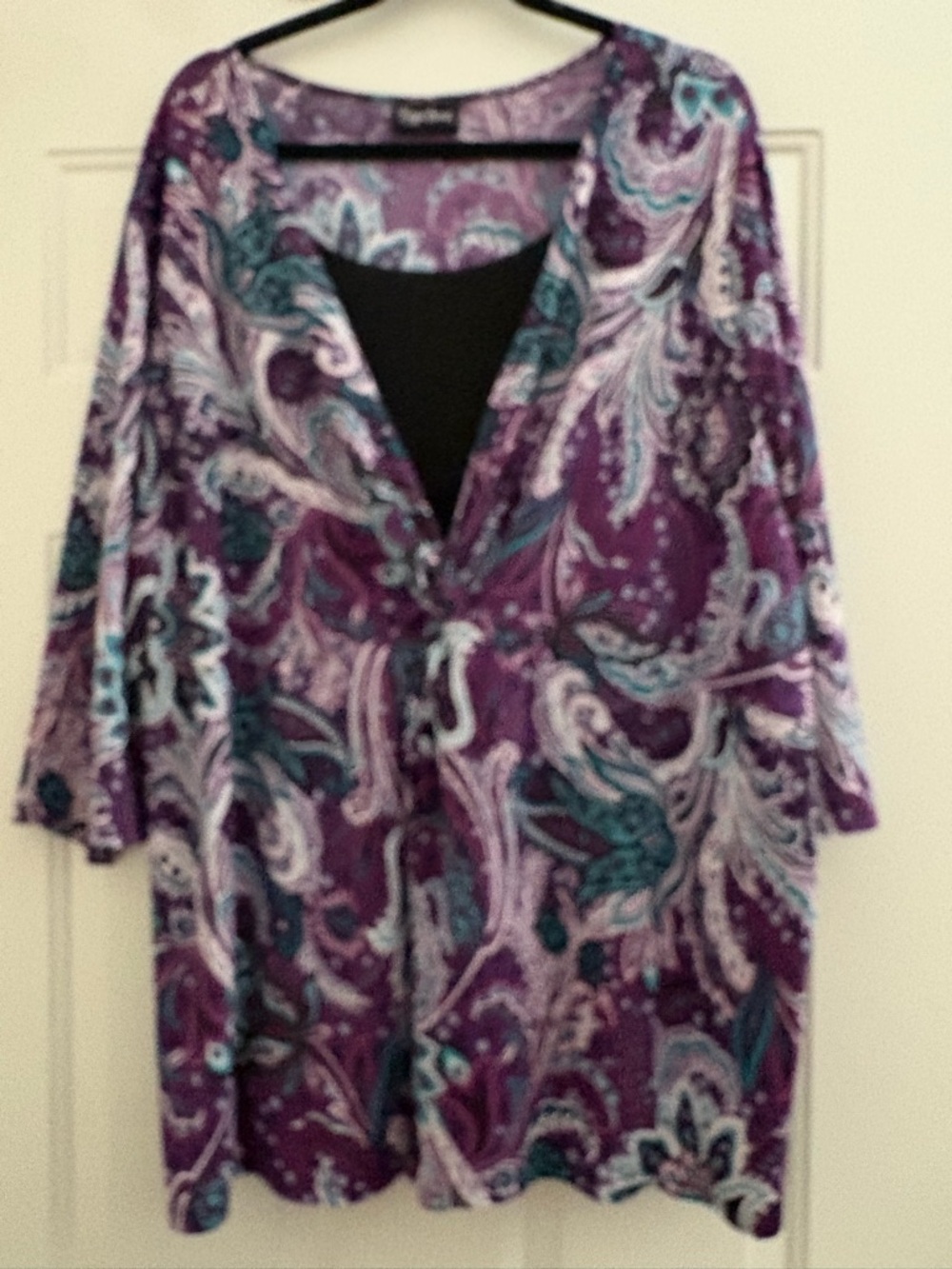 Maggie Barnes Purple Paisley Blouse with Teal Accents